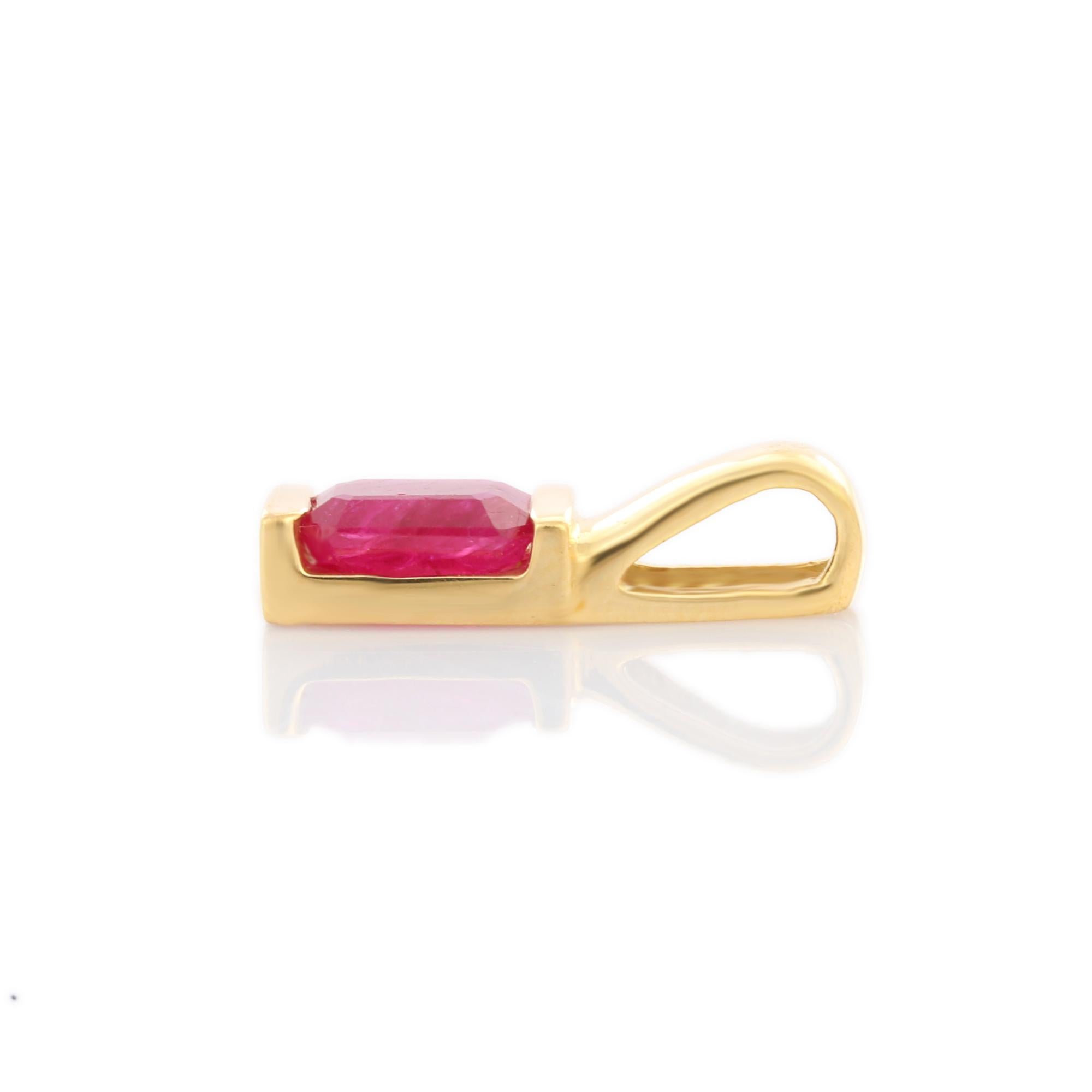 Pendentif en or jaune 18 carats avec rubis délicat taille coussin de 1,82 carat, tous les jours Neuf - En vente à Houston, TX