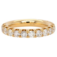 Alianza de boda de oro amarillo de 18k con diamante natural brillante redondo de 1,82 ct 