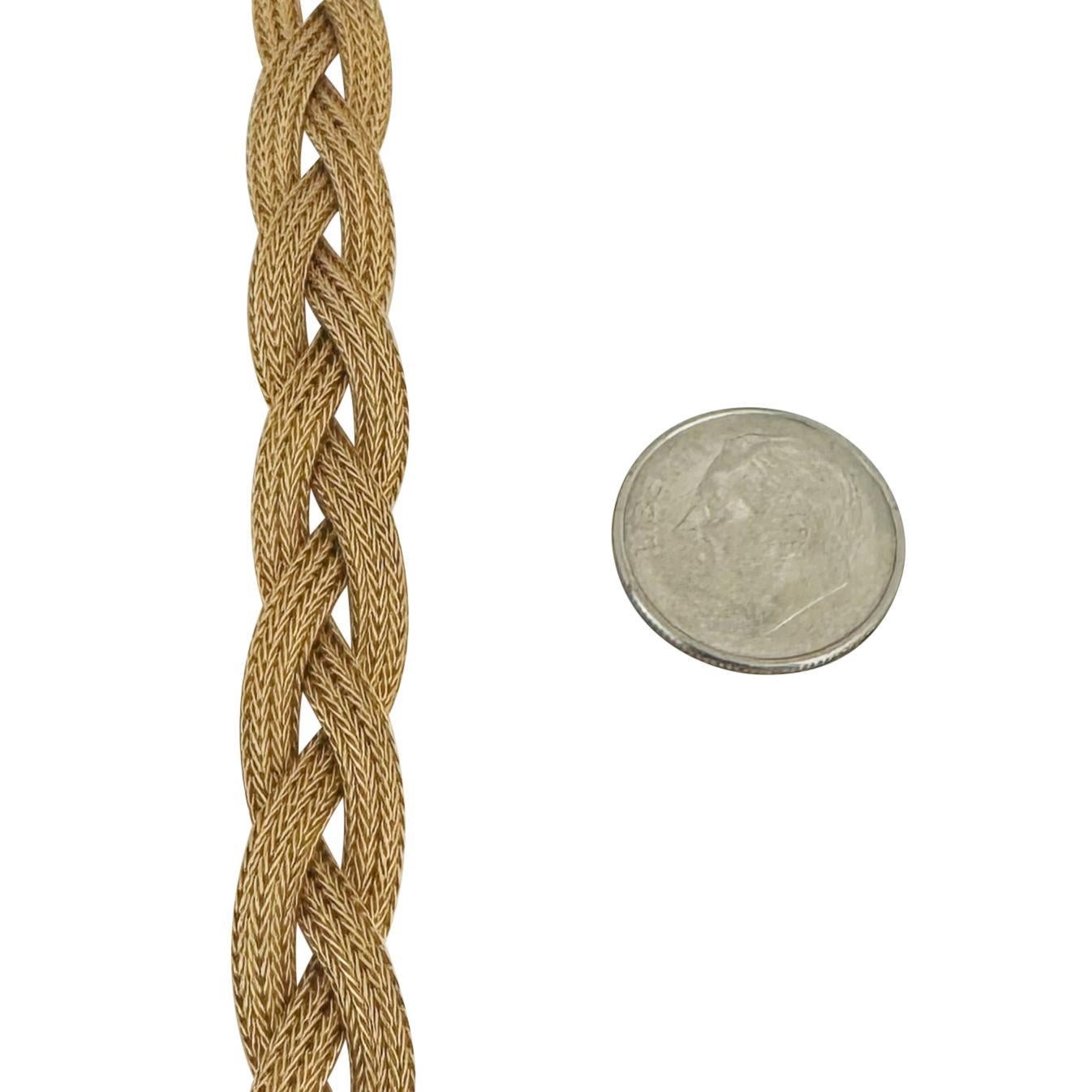 Women's 18k Yellow Gold 18.3g Ladies 9.5mm Braided Mesh Bracelet Italy 7.5