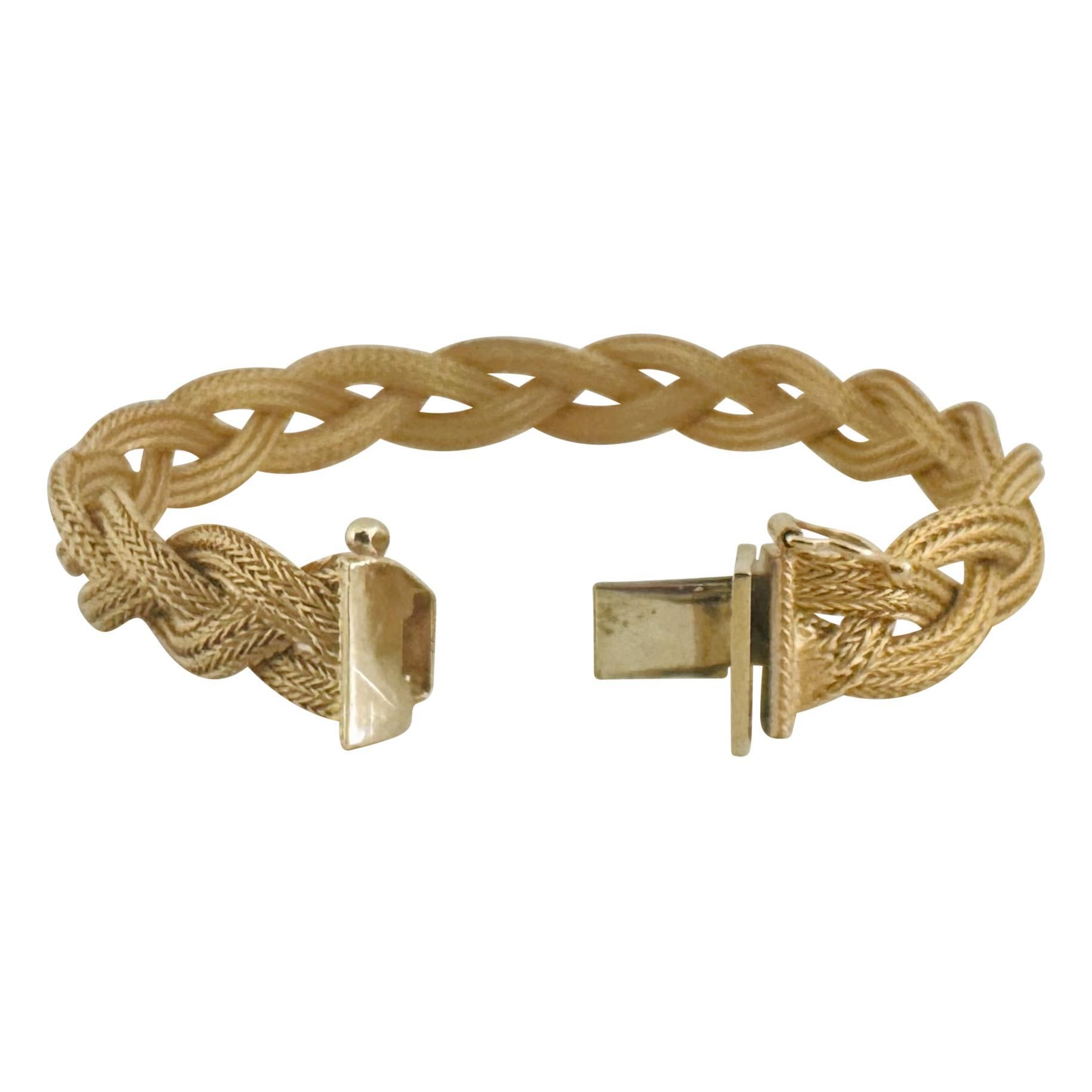 18k Yellow Gold 18.3g Ladies 9.5mm Braided Mesh Bracelet Italy 7.5