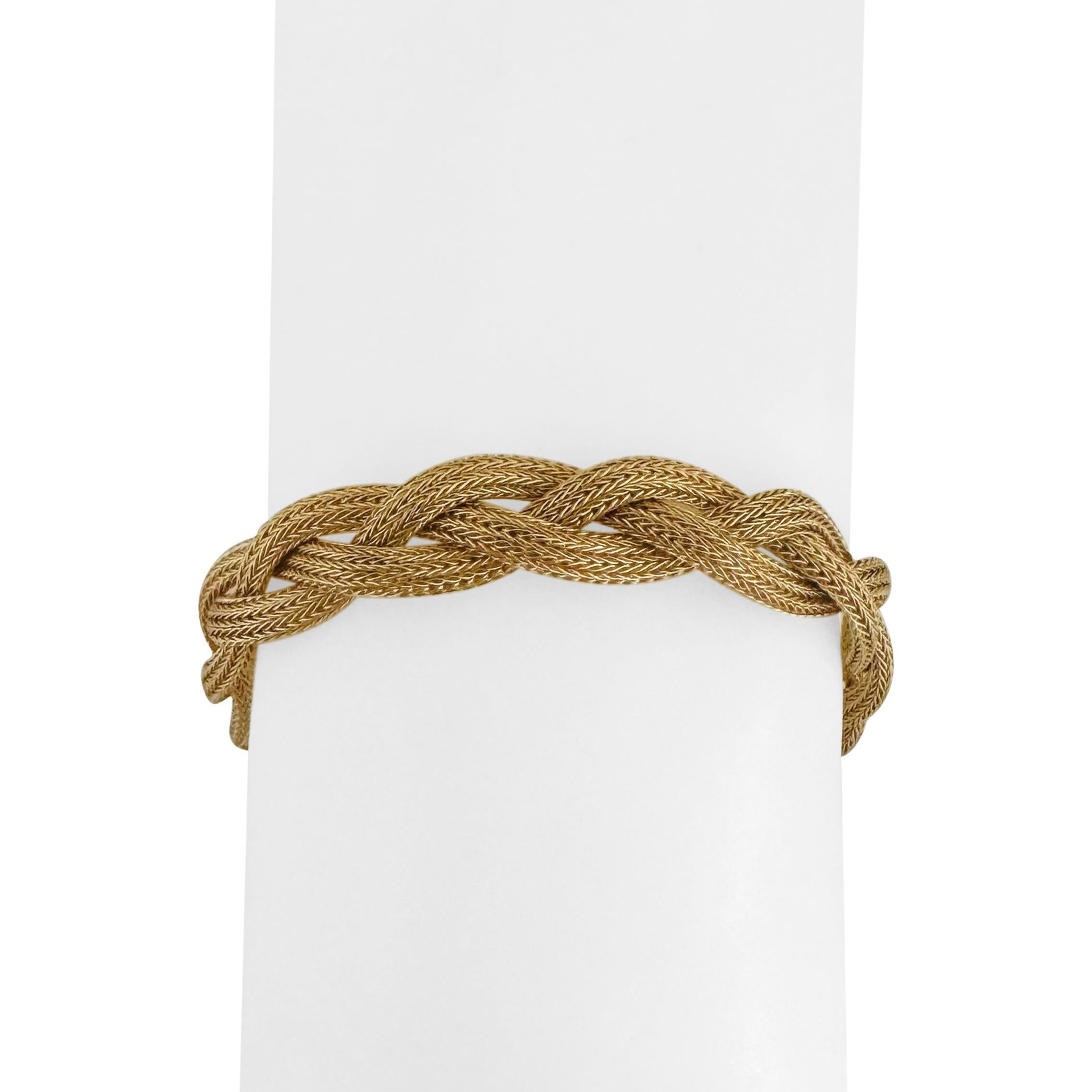 18k Yellow Gold 18.3g Ladies 9.5mm Braided Mesh Bracelet Italy 7.5