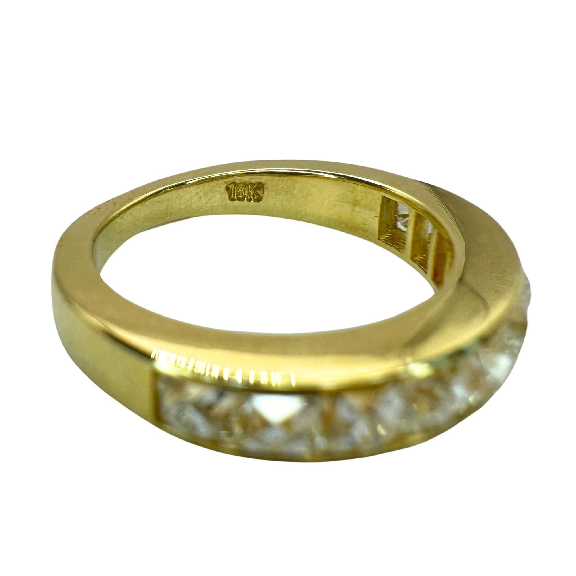 Women's 18K Yellow Gold 1.84 Carat Repurposed French Cut Diamond Band - Size 5 For Sale