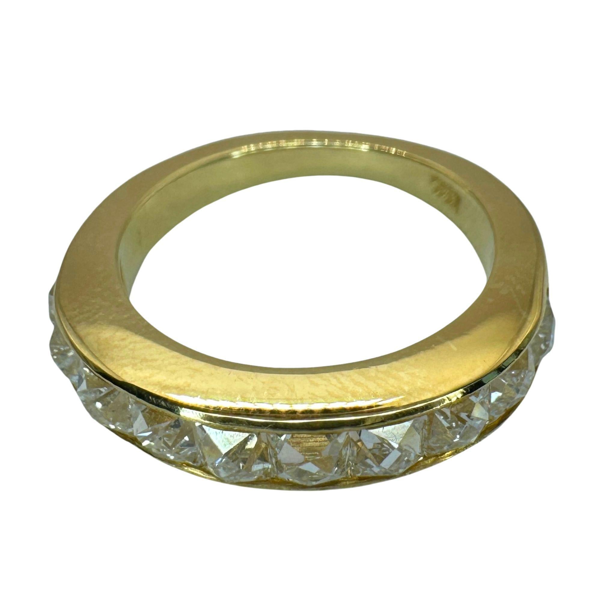 18K Yellow Gold 1.84 Carat Repurposed French Cut Diamond Band - Size 5 For Sale 1