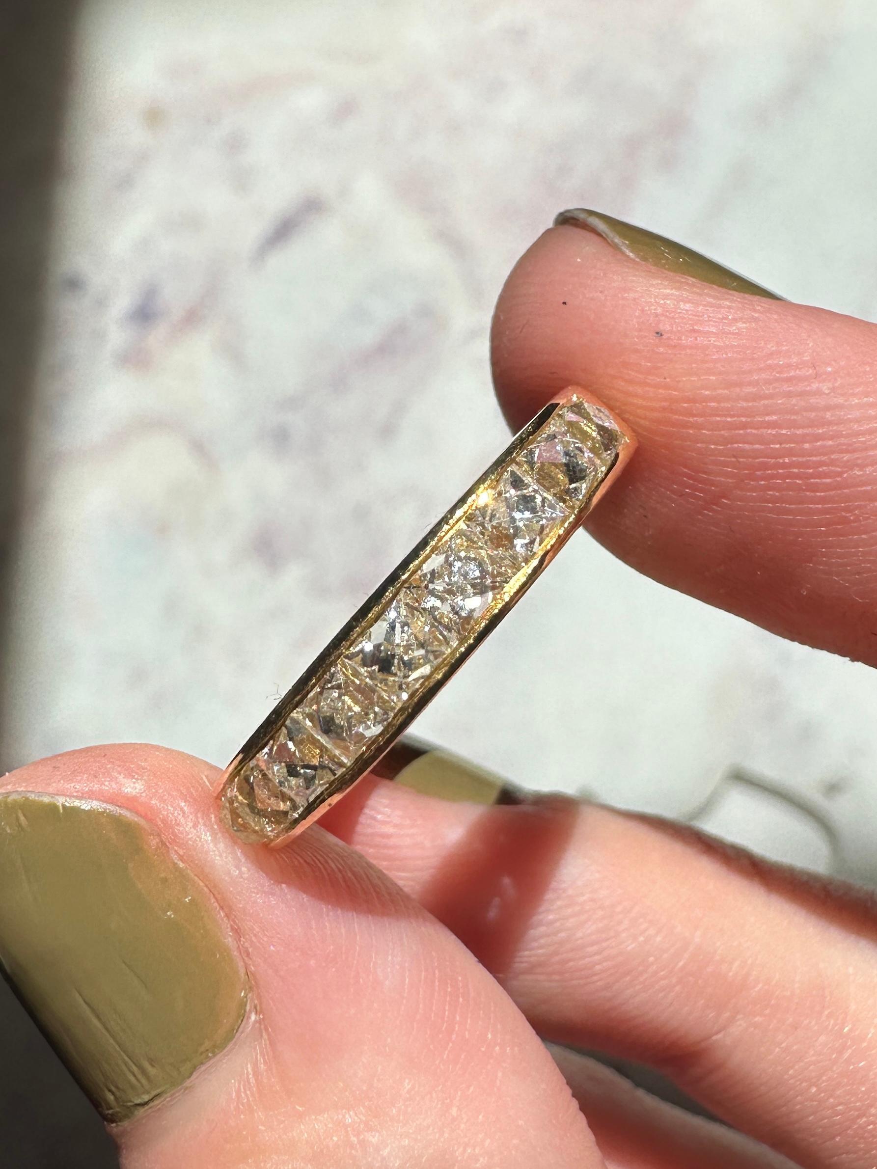 18K Yellow Gold 1.84 Carat Repurposed French Cut Diamond Band - Size 5 For Sale 3