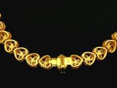 18k Yellow Gold 18.41ctw Fiery Diamond Graduated Heart Line Tennis Necklace