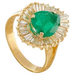 18K Yellow Gold 1.84ct Diamond and Emerald Ring MF11-030226