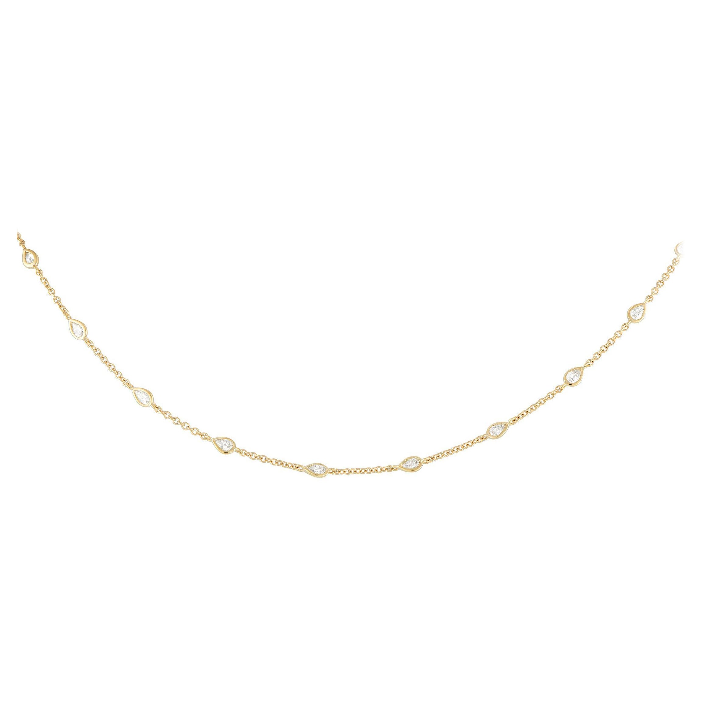 Collar de oro amarillo de 18 quilates con estación de diamantes de 1,85 ct ANK-20415-1-Y