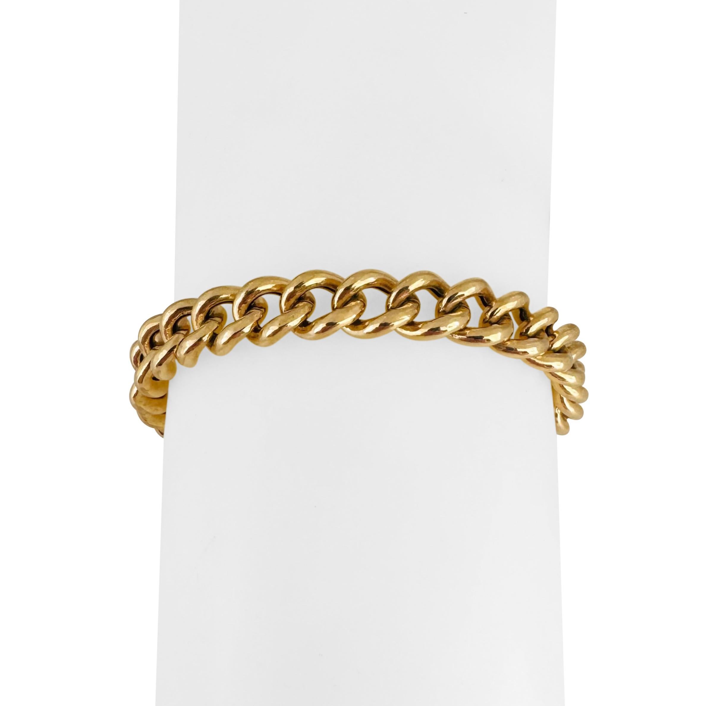 Bracelet en or jaune 18k 18.8g Semi Solid 7.5mm Ladies Curb Link Bracelet 7