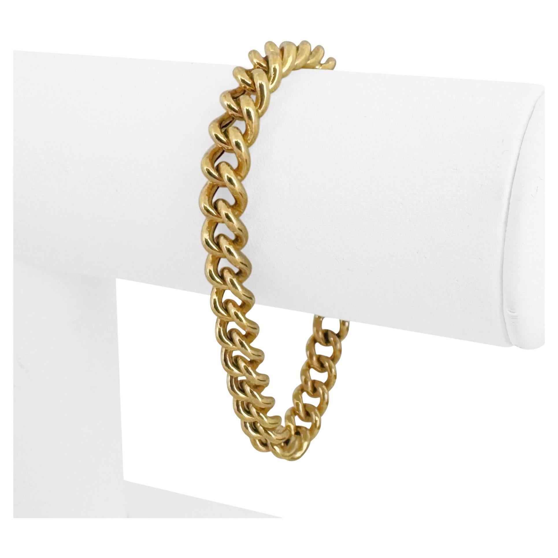 Bracelet en or jaune 18k 18.8g Semi Solid 7.5mm Ladies Curb Link Bracelet 7".