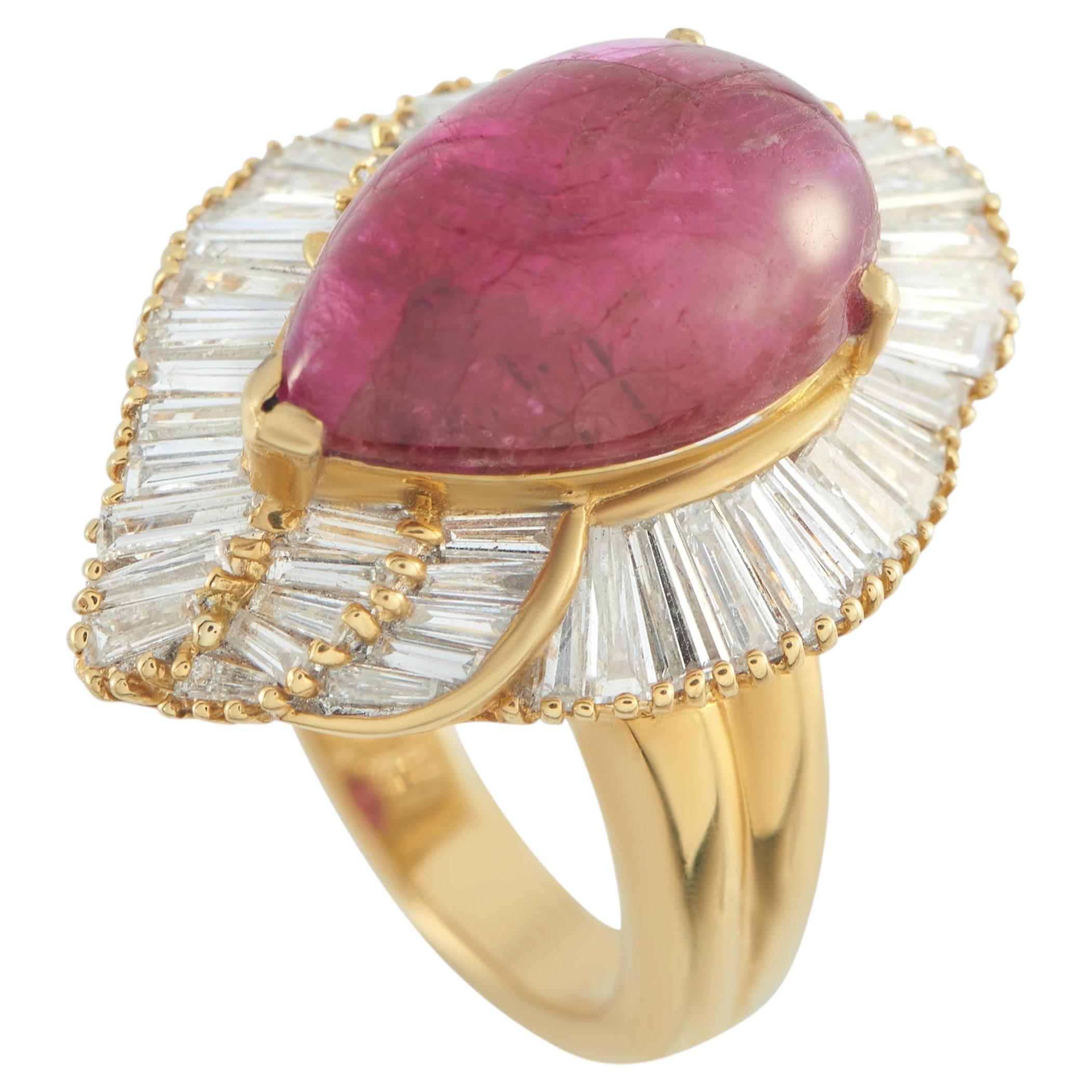18K Gelbgold 1,89ct Diamant und Rubin Ring MF15-031726 im Angebot