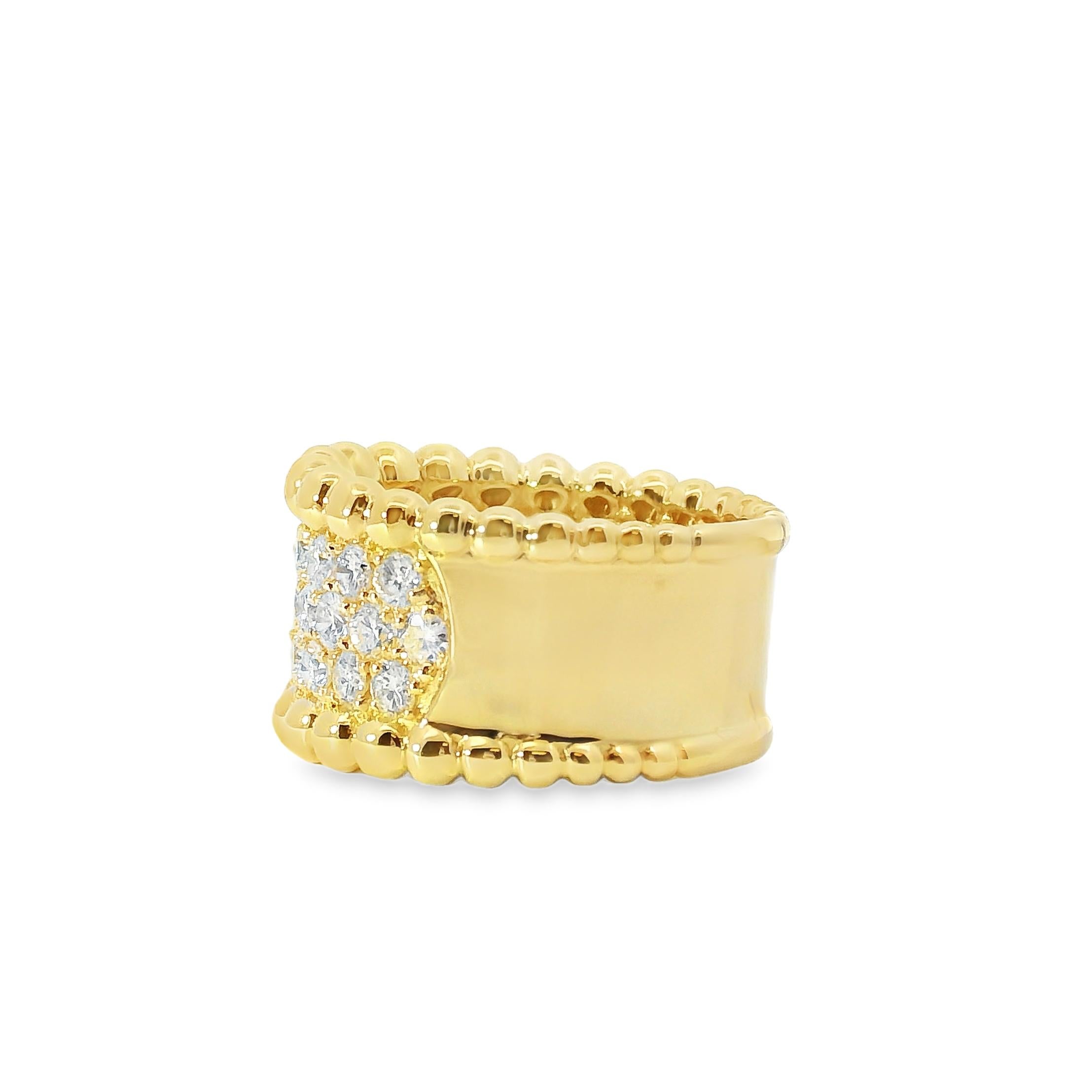 Bague en or jaune 18k à larges pavés de diamants ronds naturels de 1,90ct en vente 2