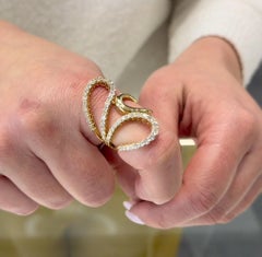 18K Yellow Gold 1.92 Carat Diamond Sculptural Half Butterfly Asymmetric Ring