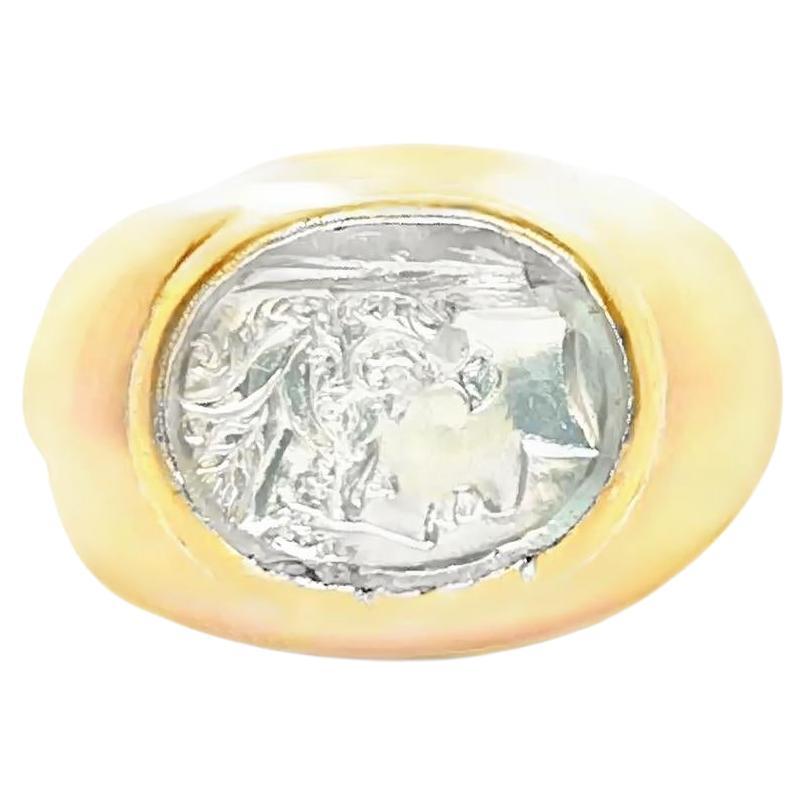 Anello con pietra lunare 1950 in oro giallo 18K
