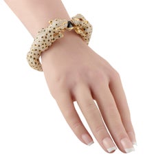 18K Yellow Gold 19.53ct Diamond & Onyx Panther Duo Bangle Bracelet  MF04-012326