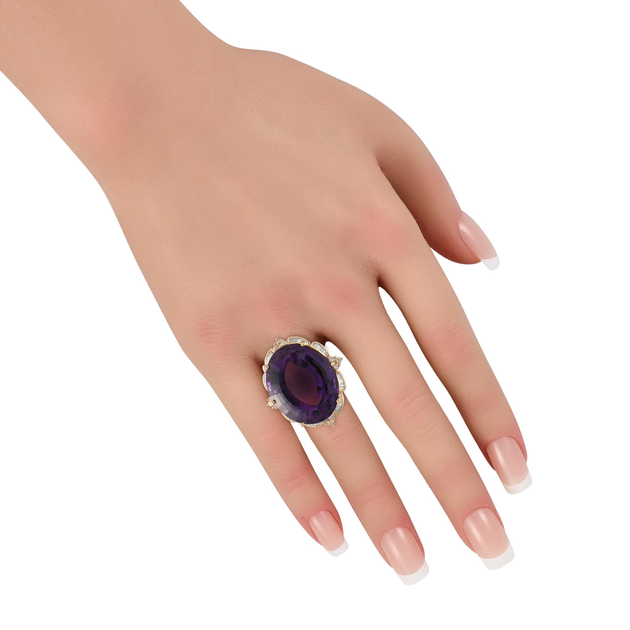 Taille mixte Bague en or jaune 18K avec diamant et améthyste de 1,95ct en vente