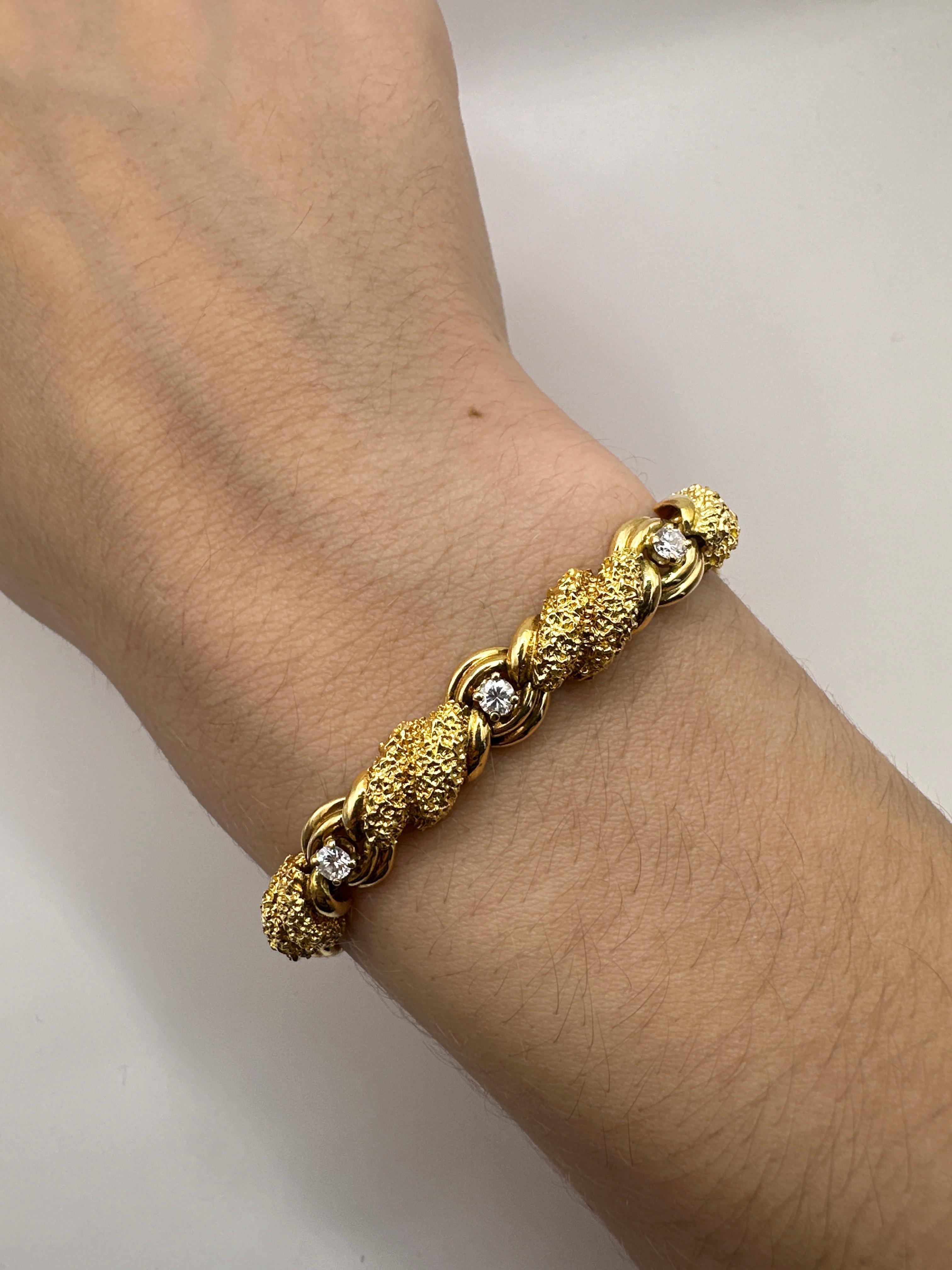 18k Yellow Gold 1960's Tiffany & Co Diamond Bracelet For Sale 6