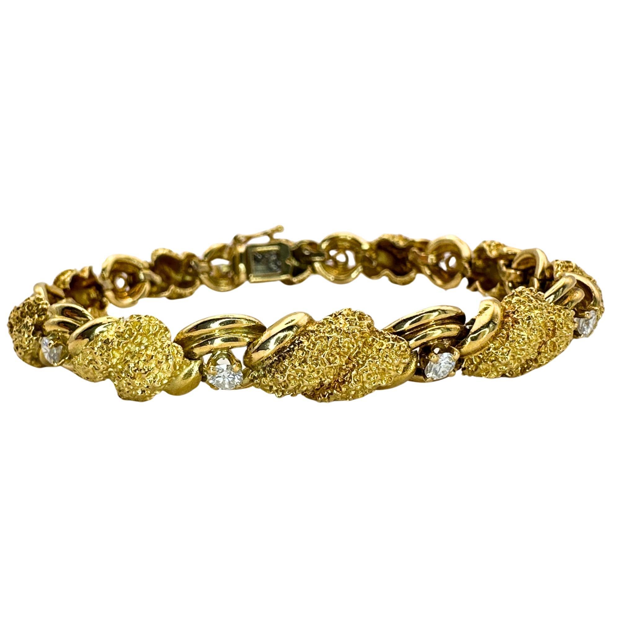 Round Cut 18k Yellow Gold 1960's Tiffany & Co Diamond Bracelet For Sale