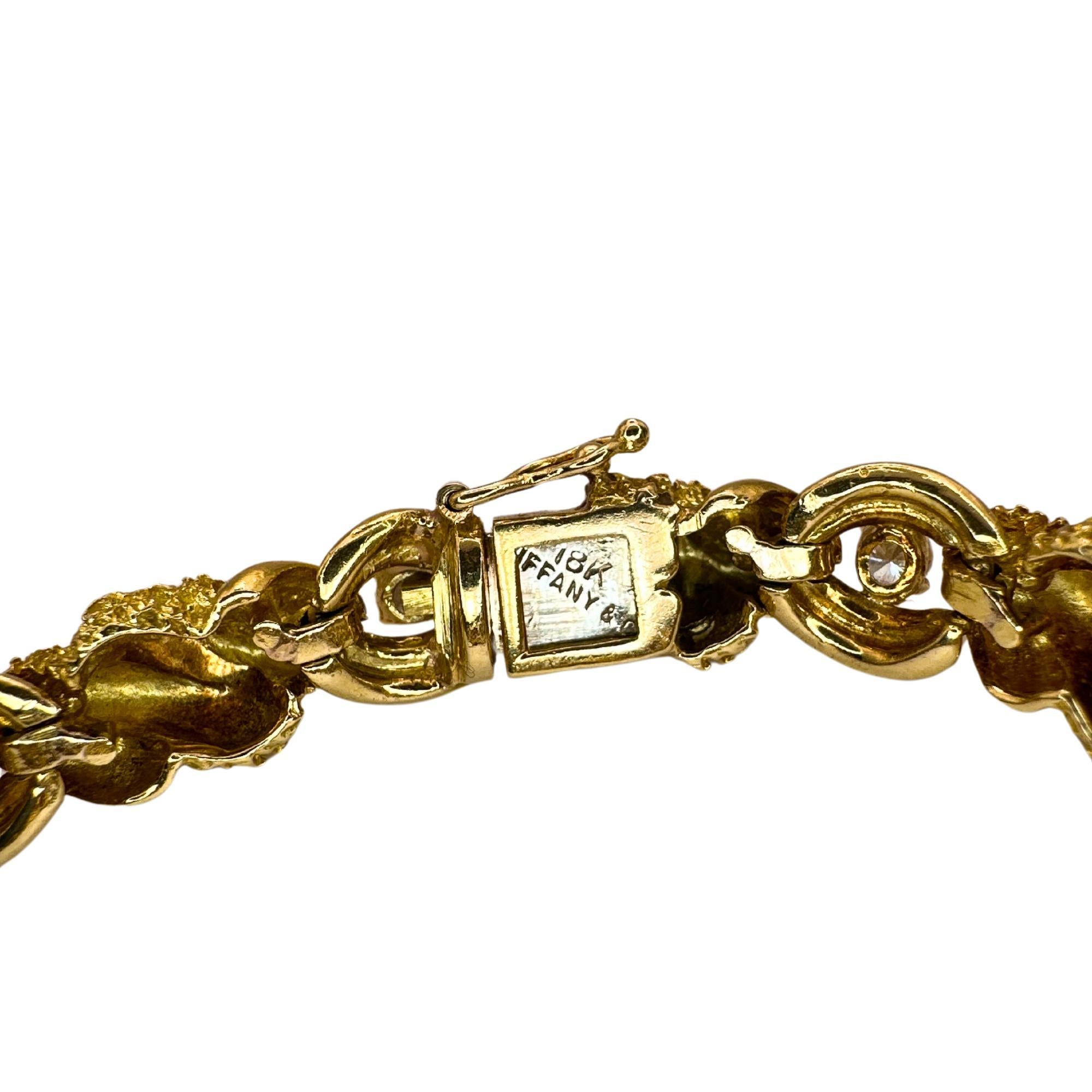 18k Yellow Gold 1960's Tiffany & Co Diamond Bracelet In Good Condition For Sale In New York, NY