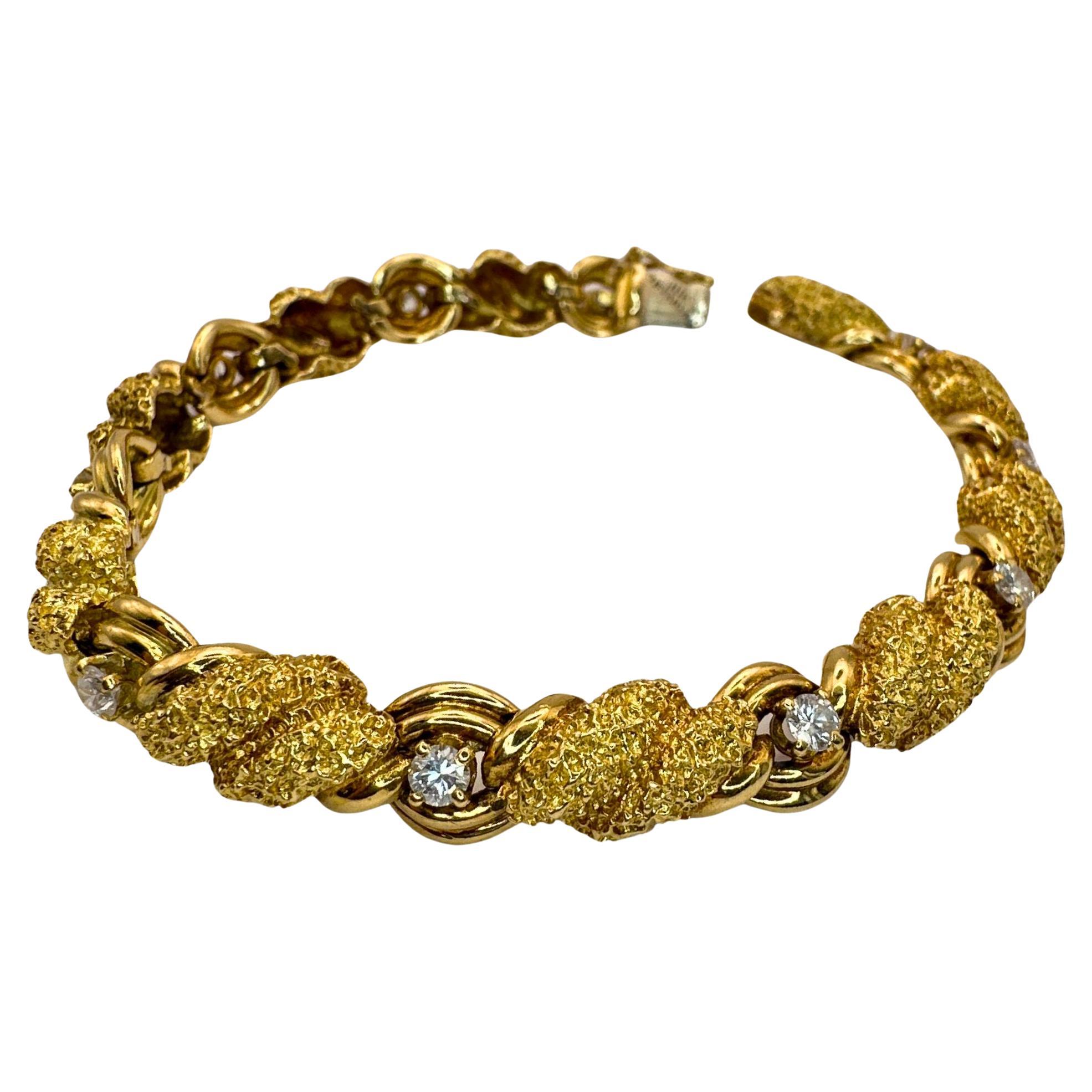 18k Yellow Gold 1960's Tiffany & Co Diamond Bracelet For Sale