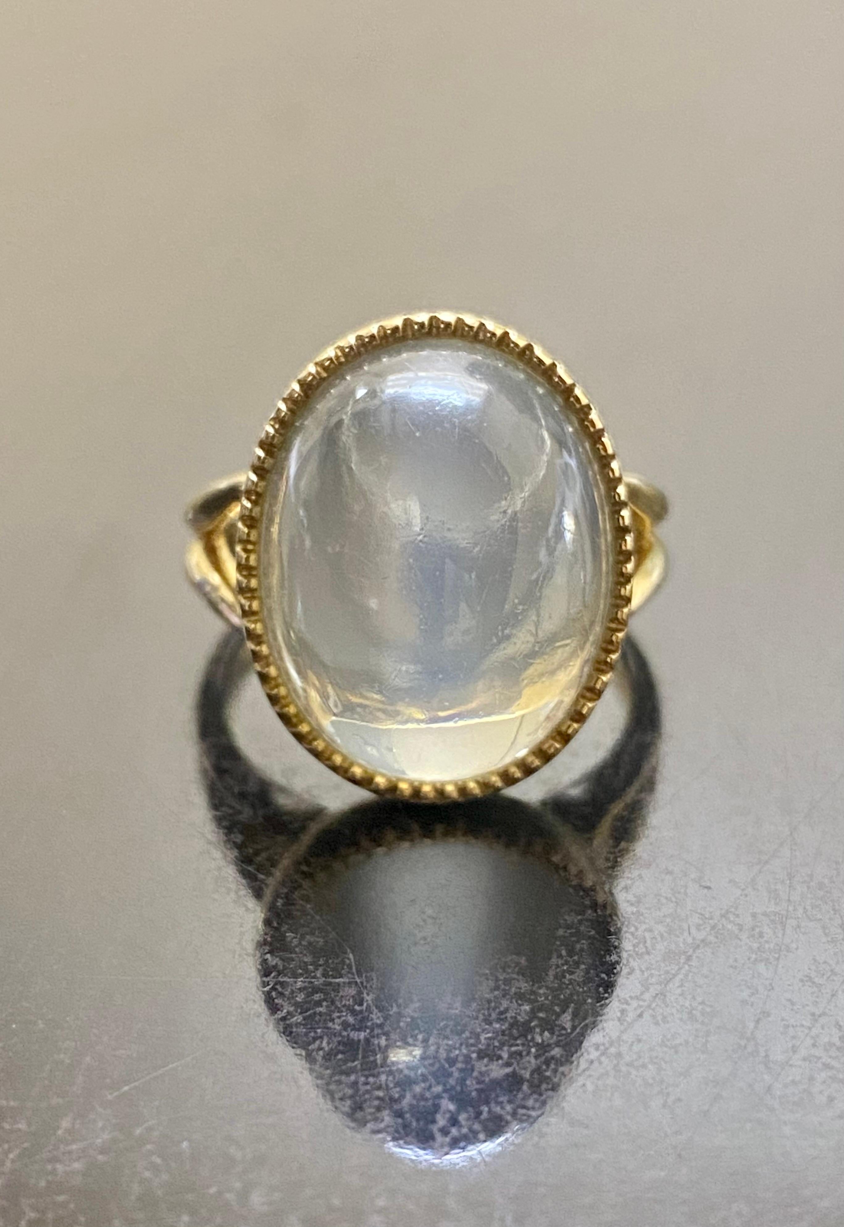 18K Yellow Gold 19.67 Carat Cabochon Oval Moonstone Engagement Ring In New Condition For Sale In Los Angeles, CA