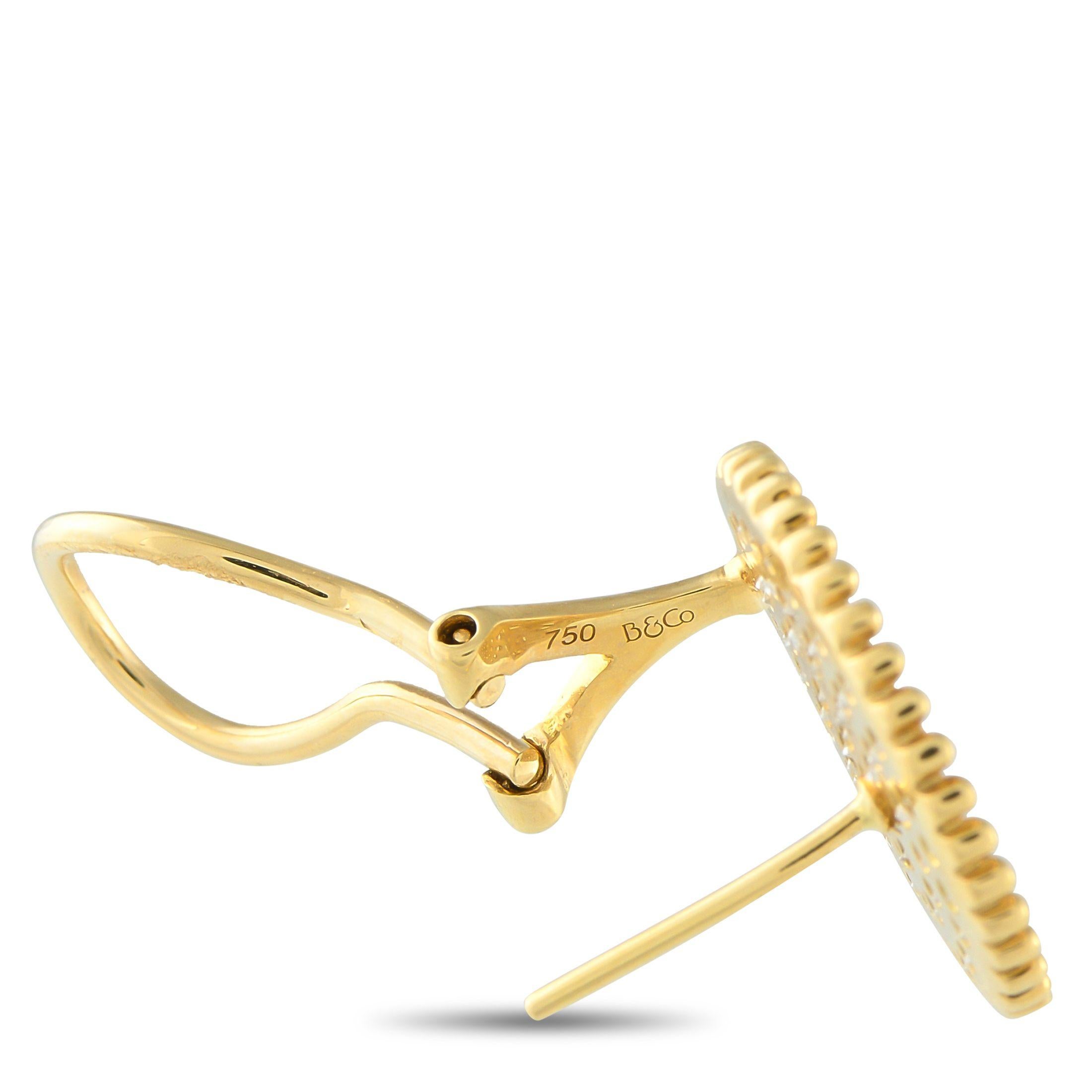 Taglio rotondo Orecchini in oro giallo 18 carati con diamante da 1,98 carati in vendita