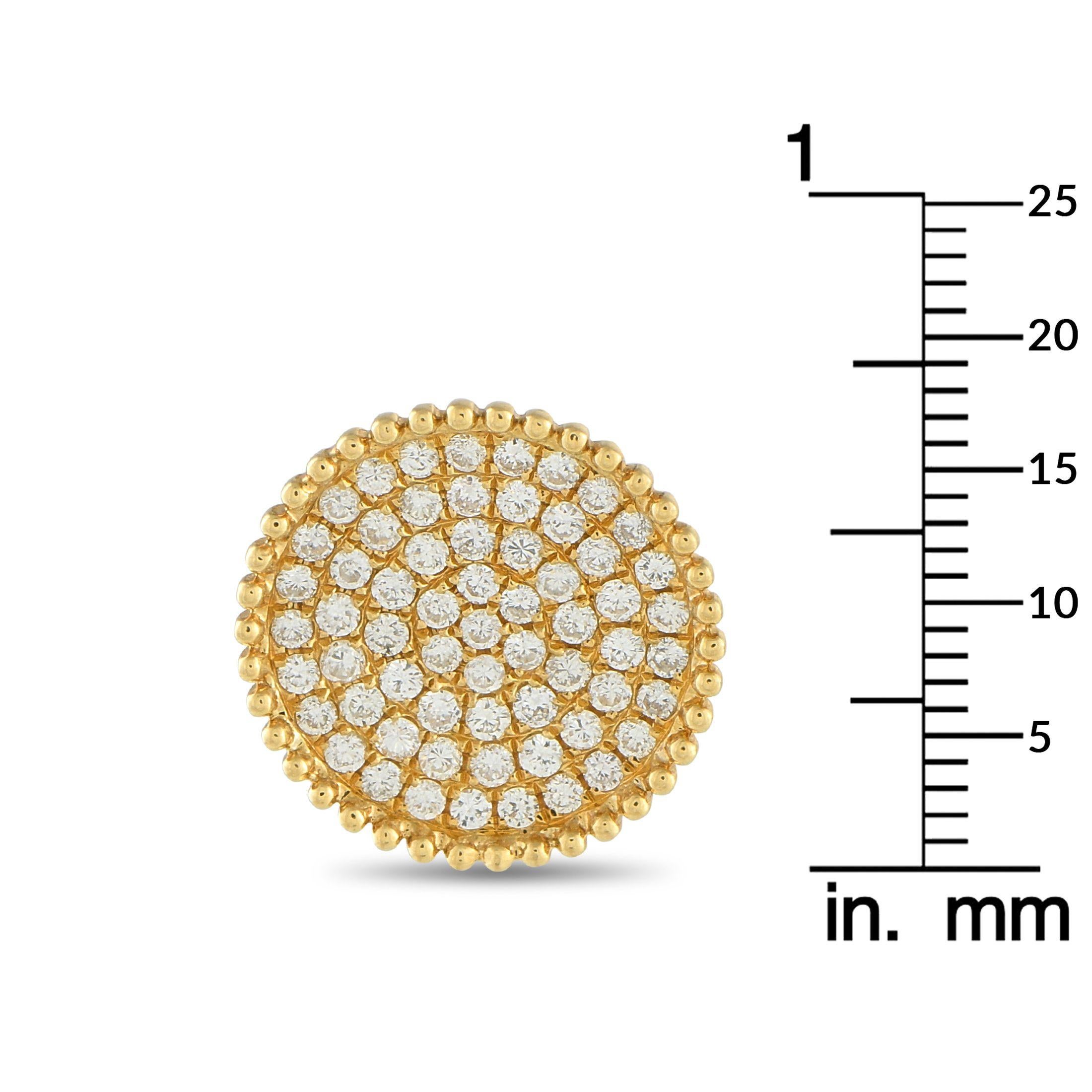 Orecchini in oro giallo 18 carati con diamante da 1,98 carati In condizioni Nuovo in vendita a Southampton, PA