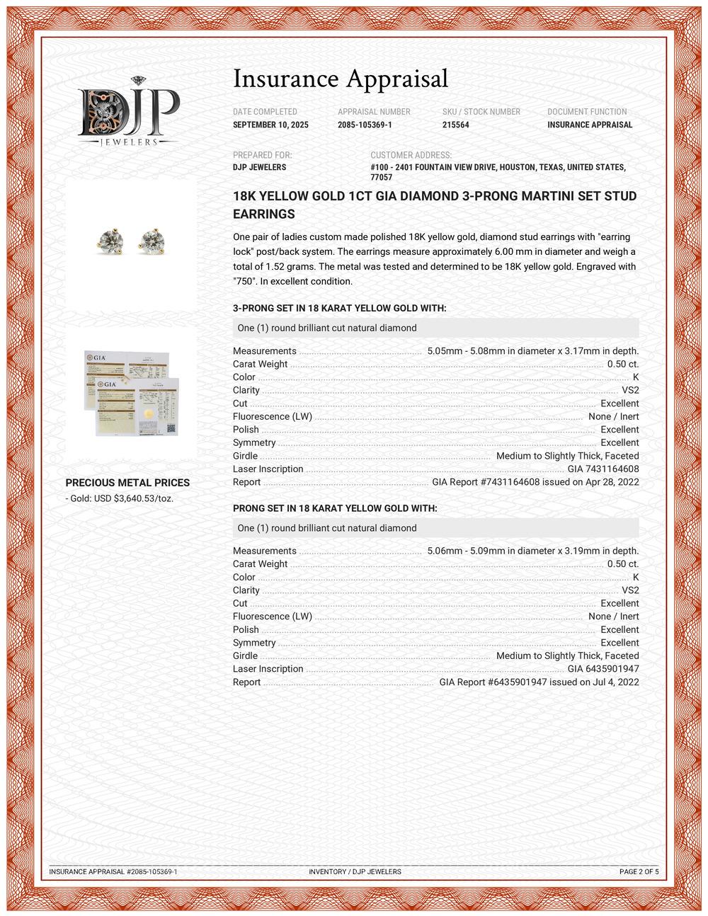 Boucles d'oreilles Martini en or jaune 18 carats avec diamant GIA à 3 branches en vente 5