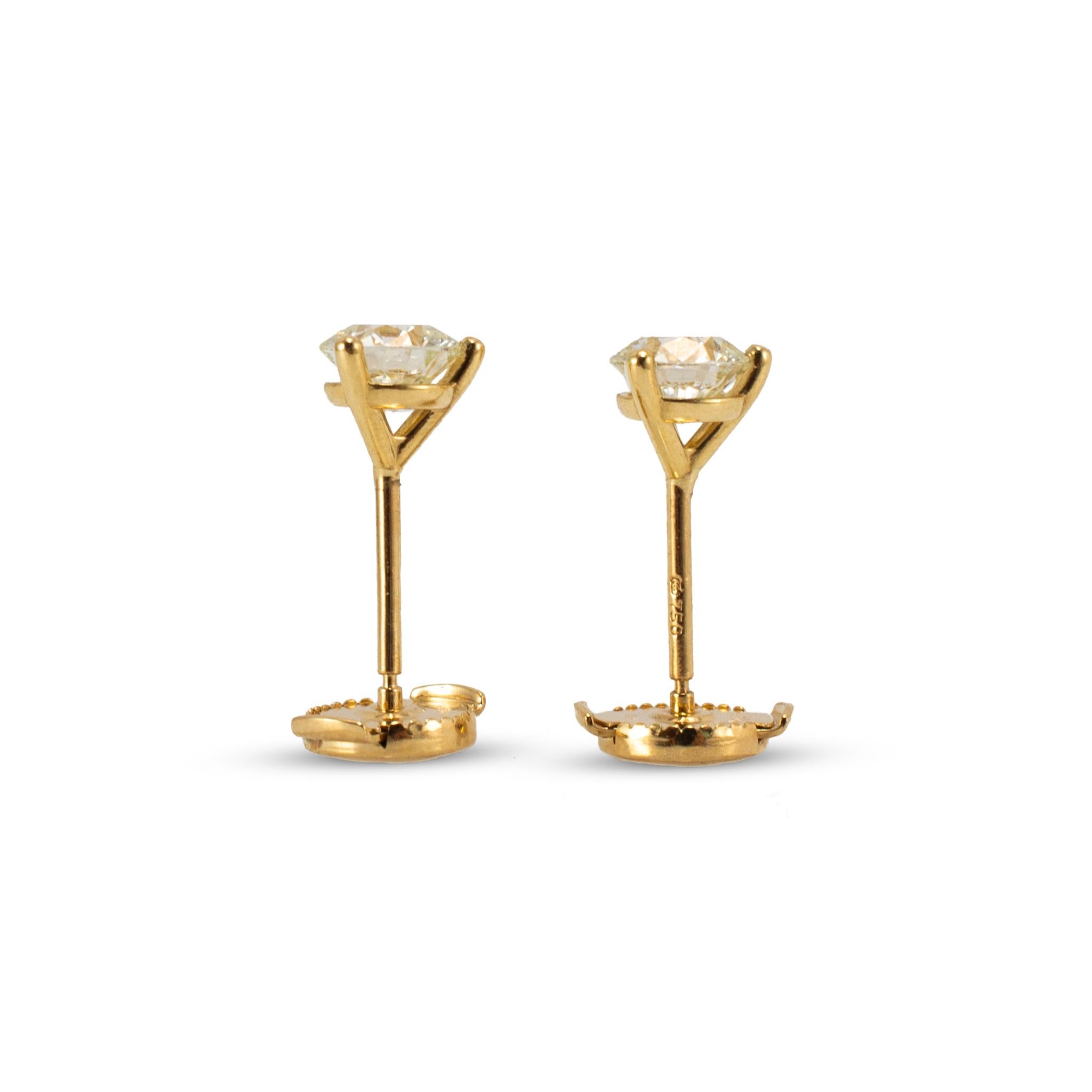 Boucles d'oreilles Martini en or jaune 18 carats avec diamant GIA à 3 branches Excellent état - En vente à Houston, TX