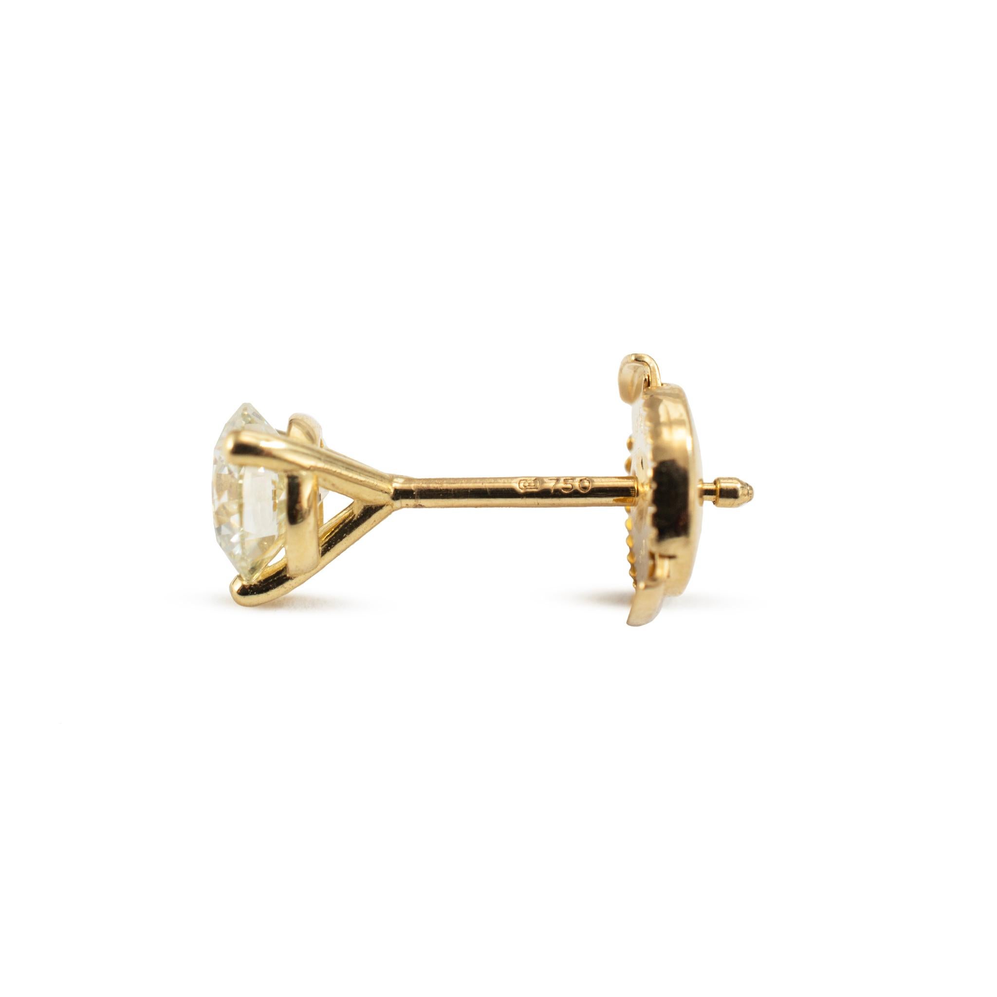 Boucles d'oreilles Martini en or jaune 18 carats avec diamant GIA à 3 branches Pour femmes en vente