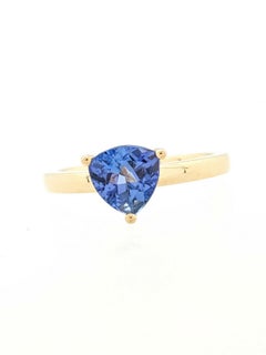 18 Karat Yellow Gold 1 Carat Trillion Cut Tanzanite Shimansky Ring
