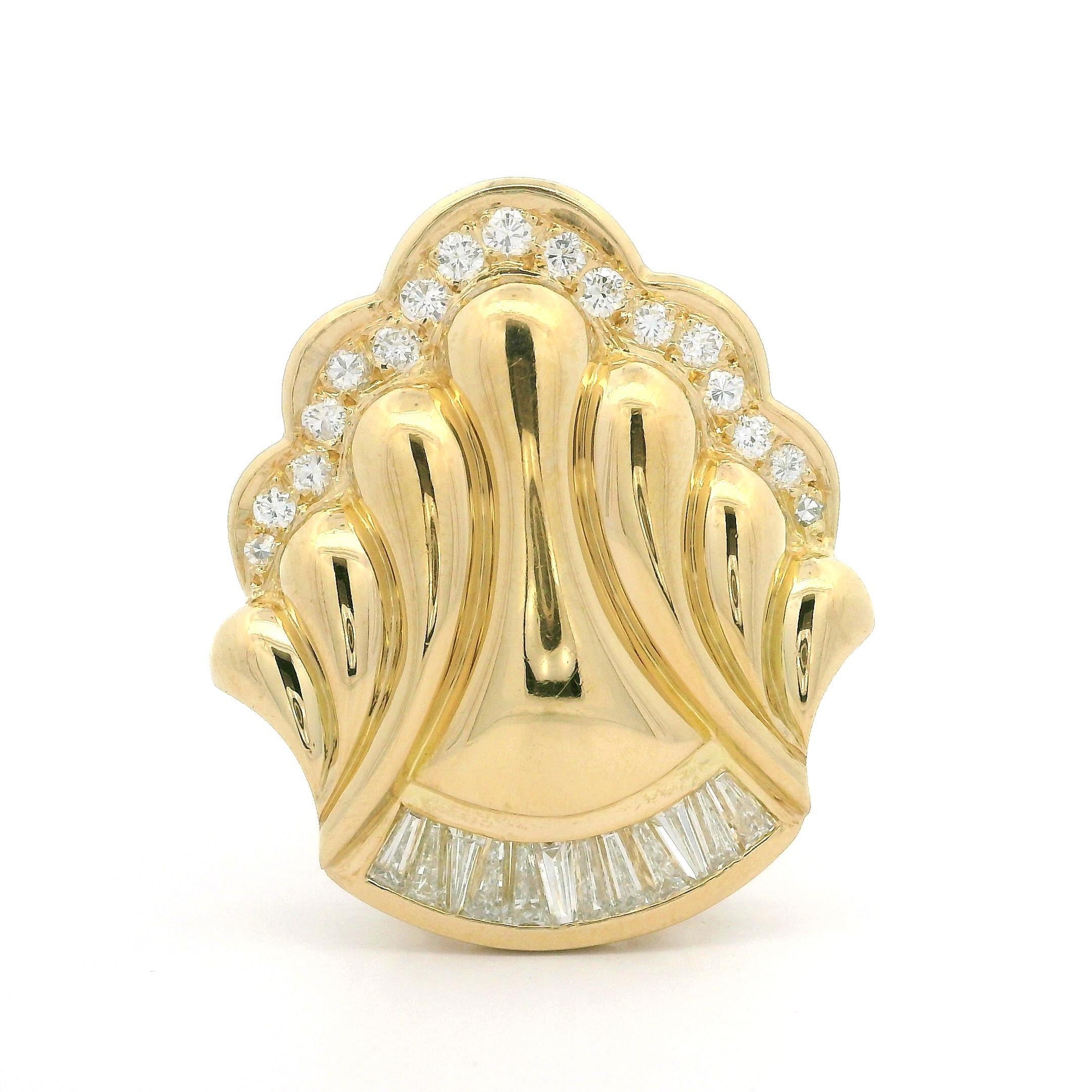 Pendentif Slide en or jaune 18 carats avec baguette et diamant rond Excellent état - En vente à Montclair, NJ