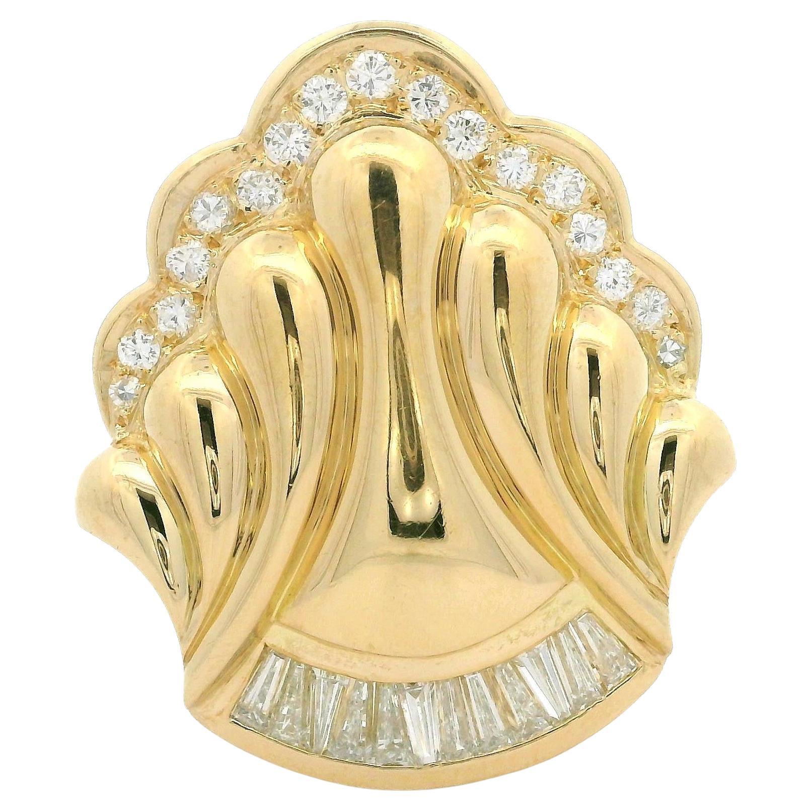 18k Yellow Gold 1ctw Fiery Baguette & Round Cut Diamond Slide Pendant