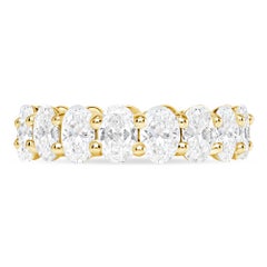 18k Yellow Gold 2 Carat Oval Cut Natural Diamond Eternity Ring