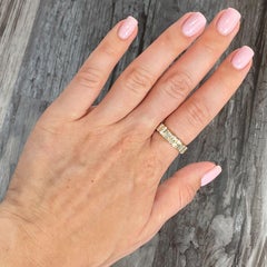 18K Yellow gold 2 ROW DIAMOND ETERNITY WEDDING BAND RING STACKABLE