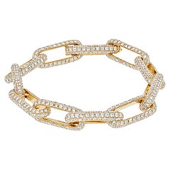18K Yellow Gold 20 Carat Pave Diamond Link Bracelet