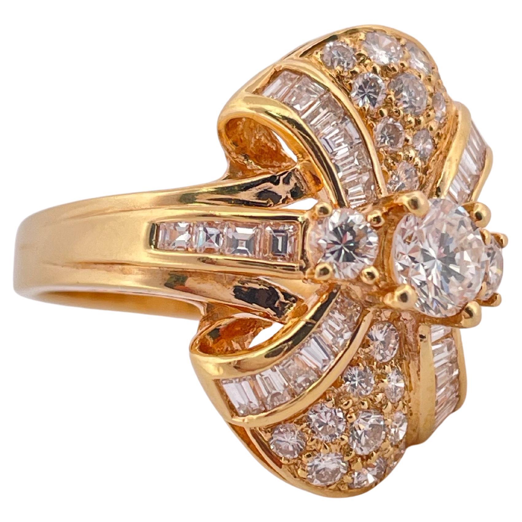 Taille ronde Bague en or jaune 18k avec 2.00ctw de diamant en vente