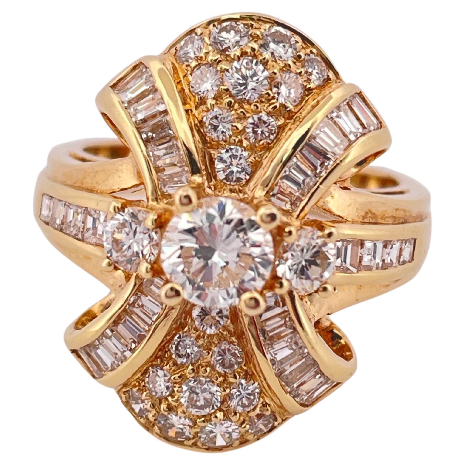Bague en or jaune 18k avec 2.00ctw de diamant