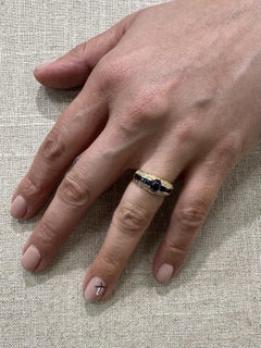 18k Yellow Gold 2.01ctw High Quality Cabochon Sapphire & Diamond Band Ring