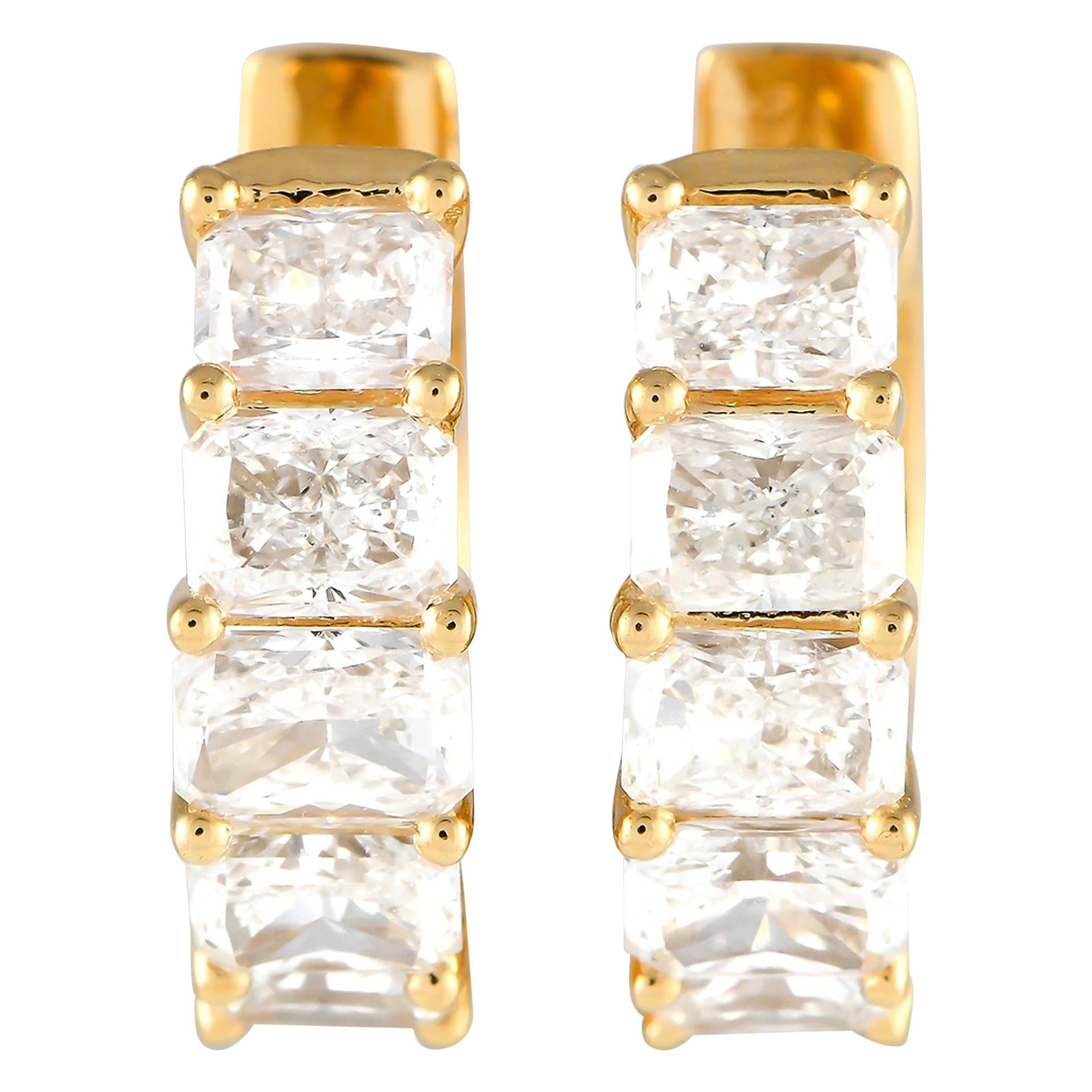 Pendientes de aro de oro amarillo de 18 quilates con diamantes de 2,05 ct
