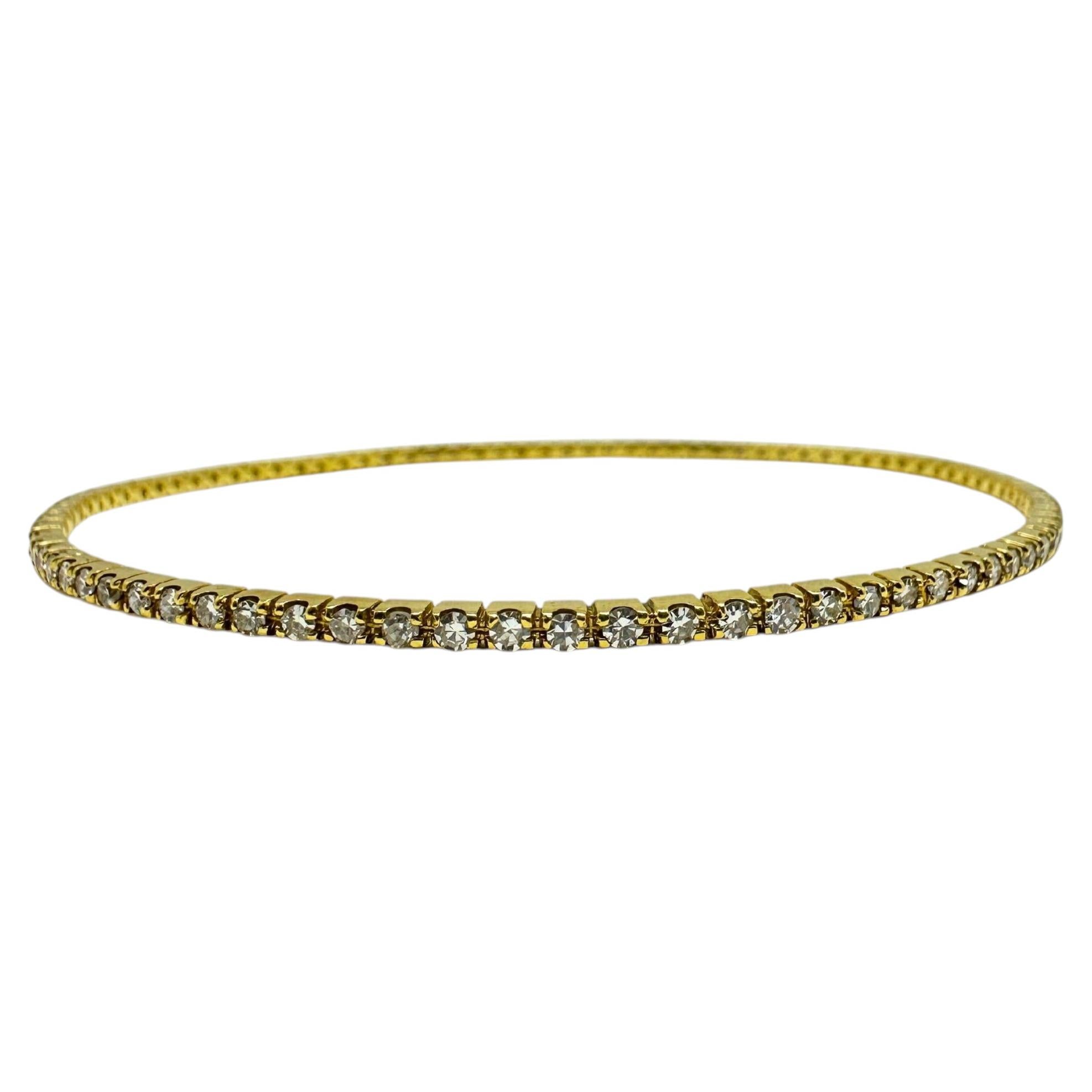 18K Yellow Gold 2.07 Carat Diamond Bangle For Sale