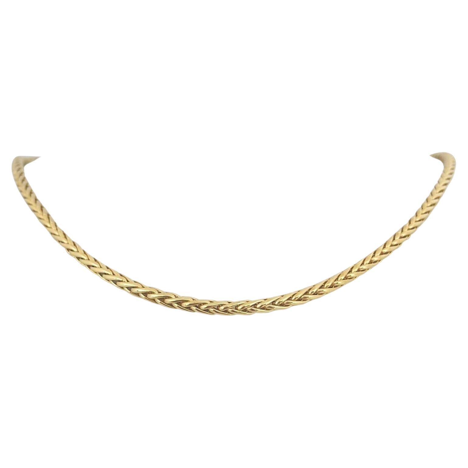 18k Yellow Gold 20g Ladies Polished 4mm Wheat Link Necklace Italy 20" For Sale