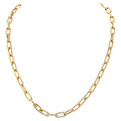 Vintage 18K Yellow Gold 21 Carat Diamond Link Chain Necklace