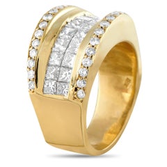 18K Yellow Gold 2.10ct Diamond Multi-Row Band Ring MF14-062425
