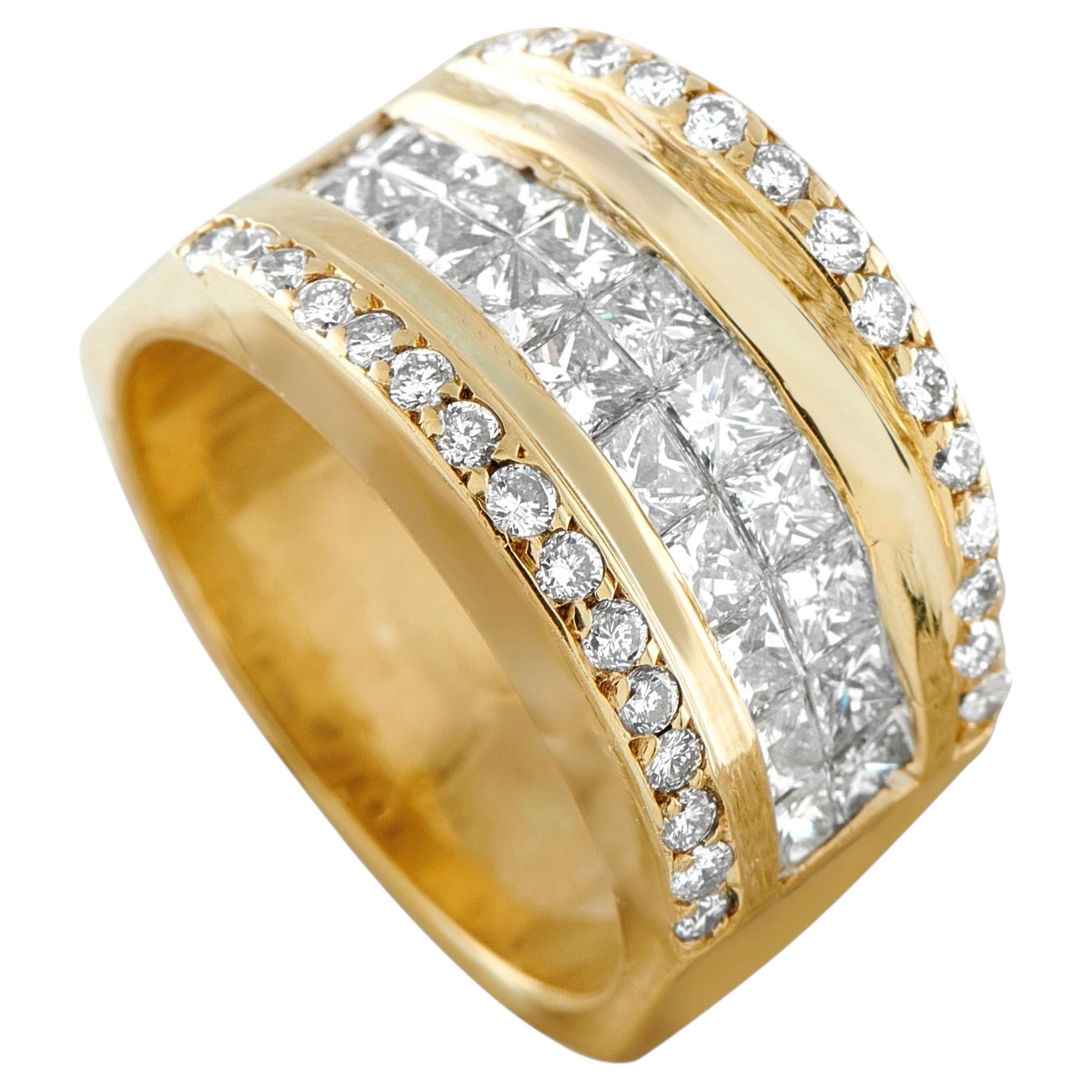18K Yellow Gold 2.10ct Diamond Multi-Row Band Ring MF14-062425