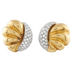 18K Yellow Gold 2.10ct Diamond Shell Earrings MF04-011926