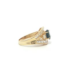18k Yellow Gold 2.12ctw Royal Blue Sapphire & Diamond Baguette Statement Ring