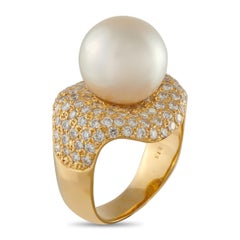 18K Gelbgold 2,15ct Diamant und Perle Ring MF28-043026