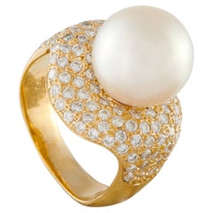 18K Yellow Gold 2.15ct Diamond and Pearl Ring MF28-043026