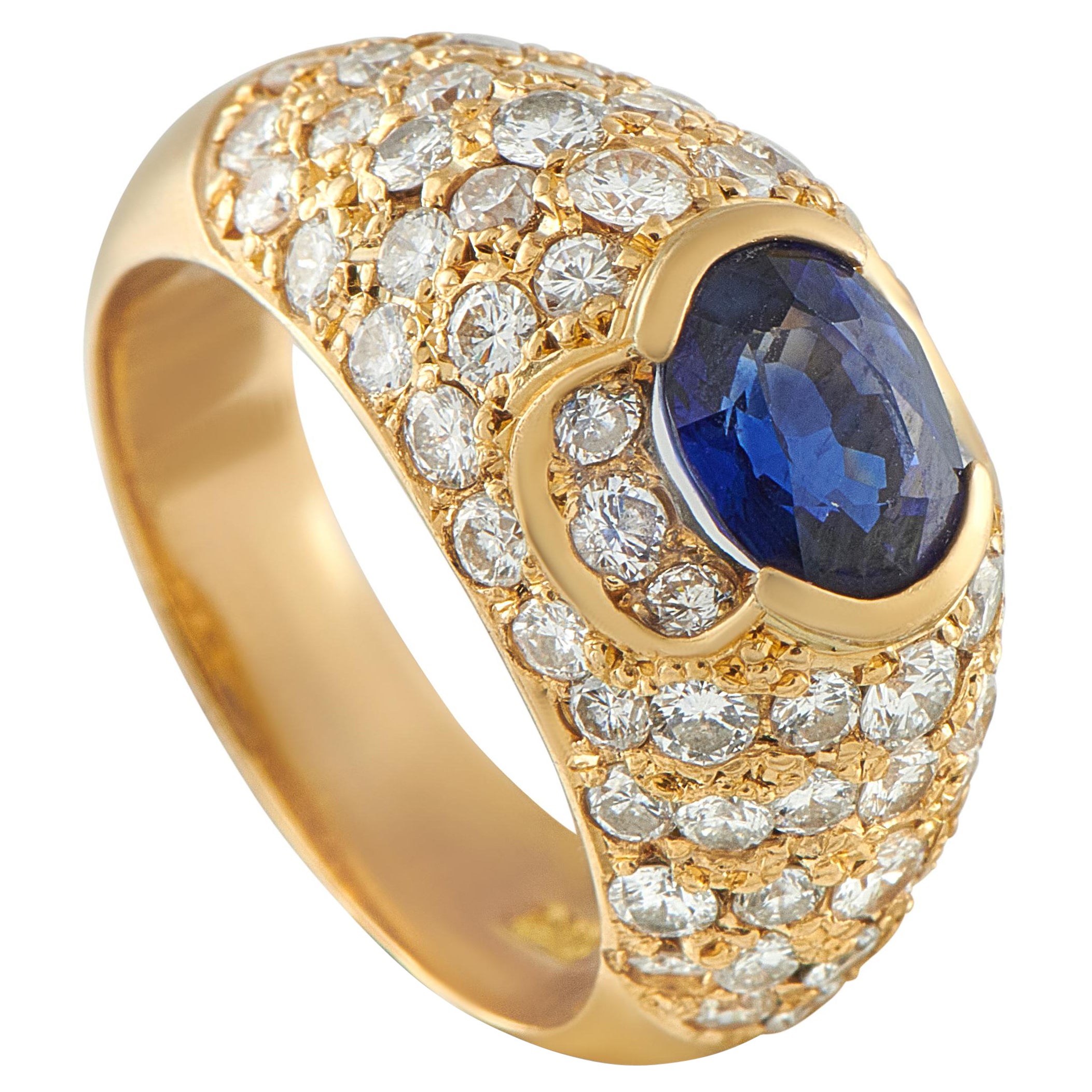 18K Yellow Gold 2.20ct Diamond and Sapphire Ring MF32-101725