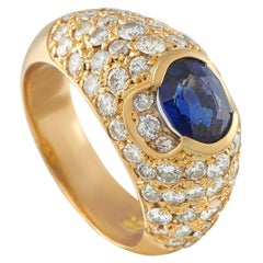 18K Yellow Gold 2.20ct Diamond and Sapphire Ring MF32-101725